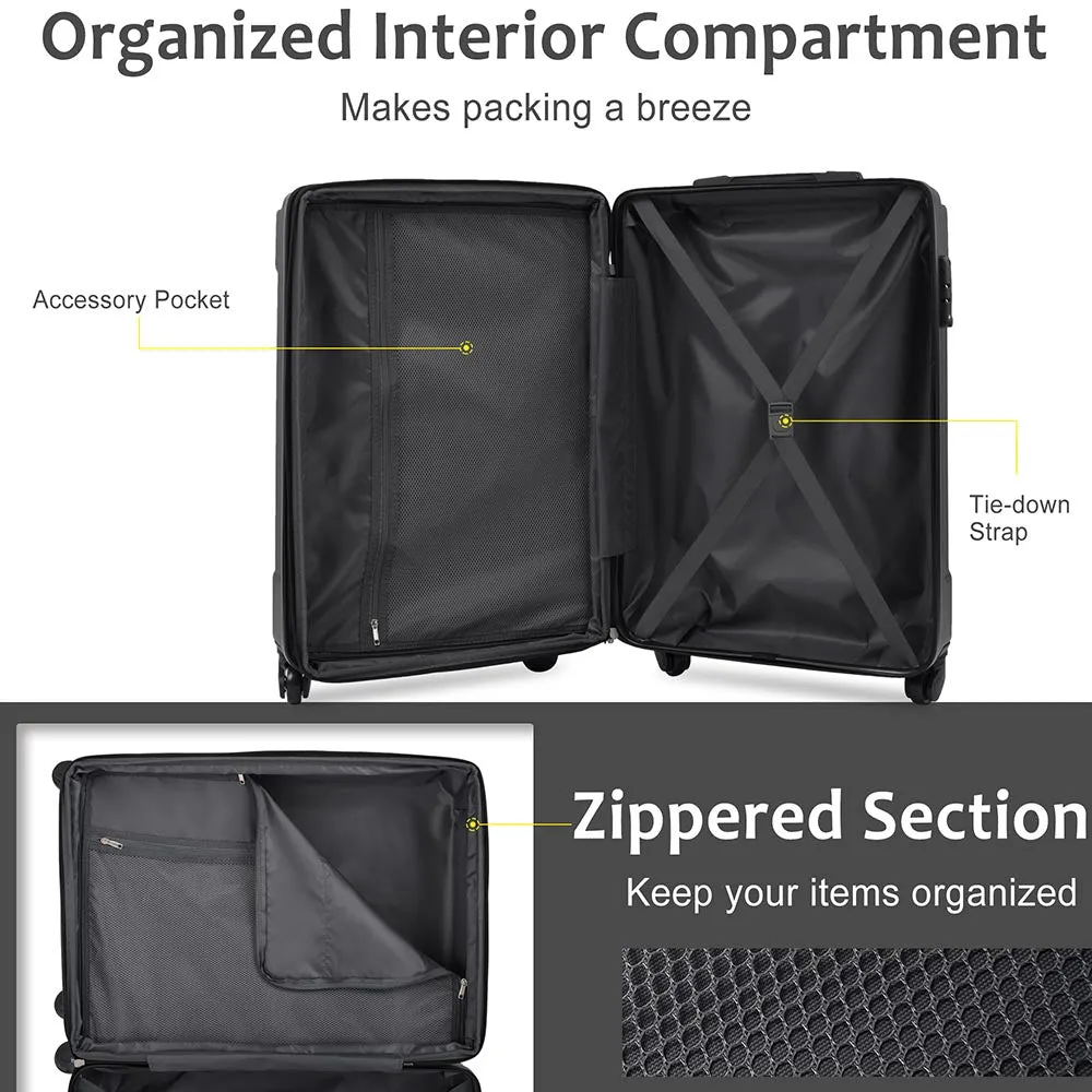 28In Expandable Lightweight Spinner Suitcase with Corner Guards - Black
