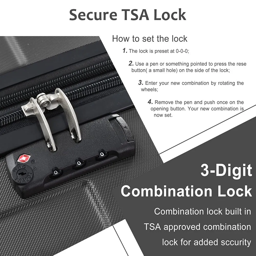 28In Expandable Lightweight Spinner Suitcase with Corner Guards - Black
