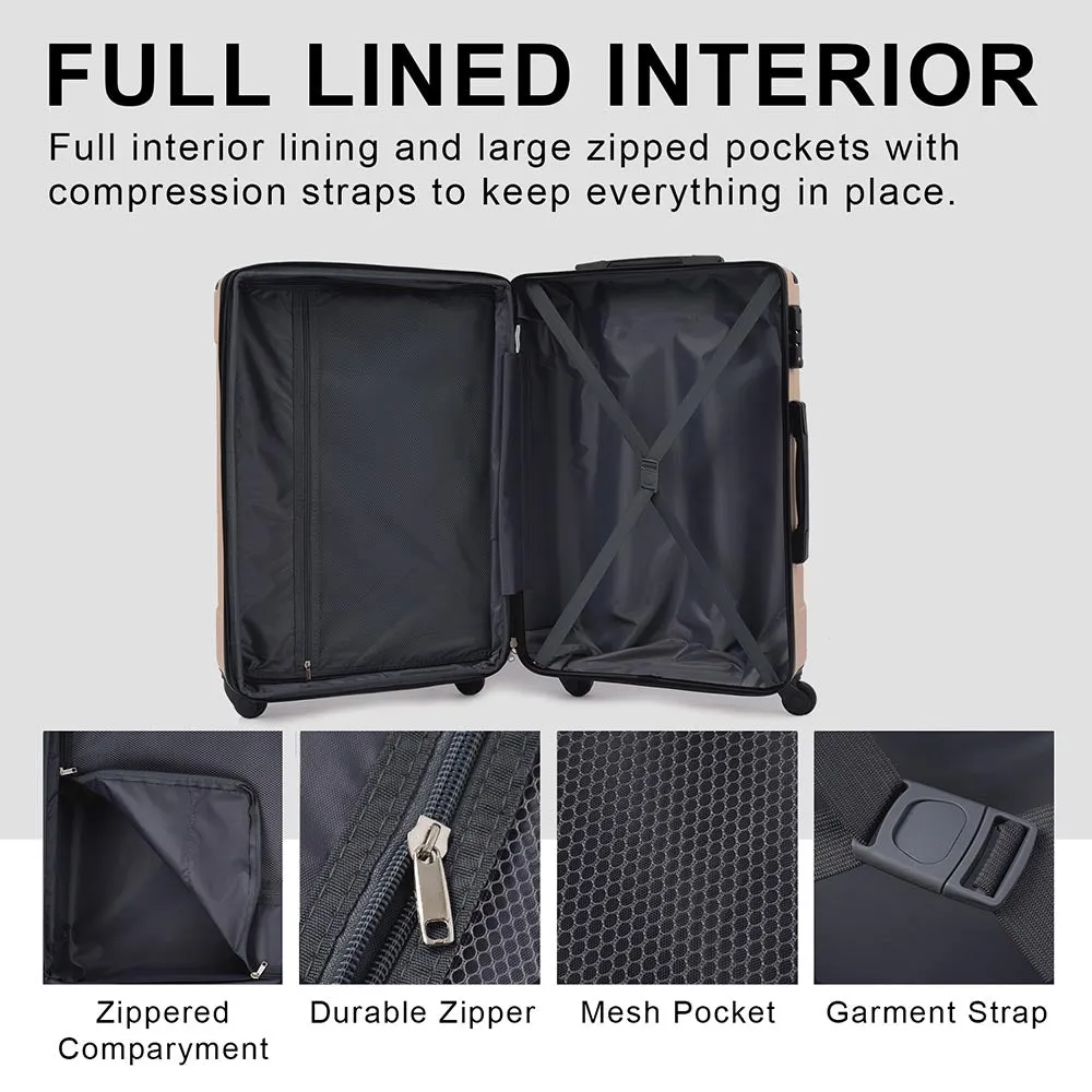 28In Expandable Lightweight Spinner Suitcase with Corner Guards - Black