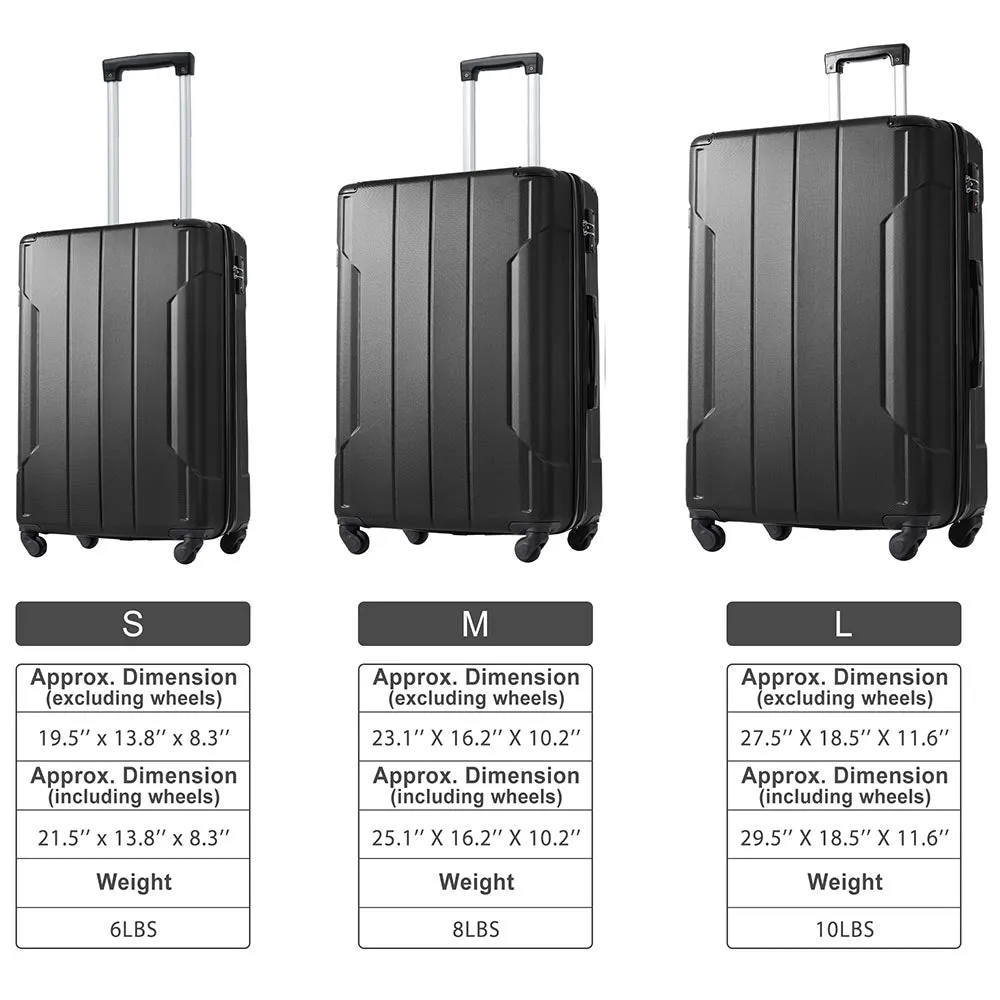 28In Expandable Lightweight Spinner Suitcase with Corner Guards - Black
