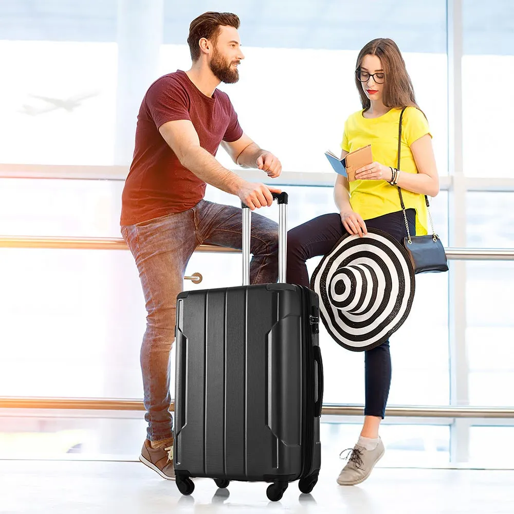 28In Expandable Lightweight Spinner Suitcase with Corner Guards - Black