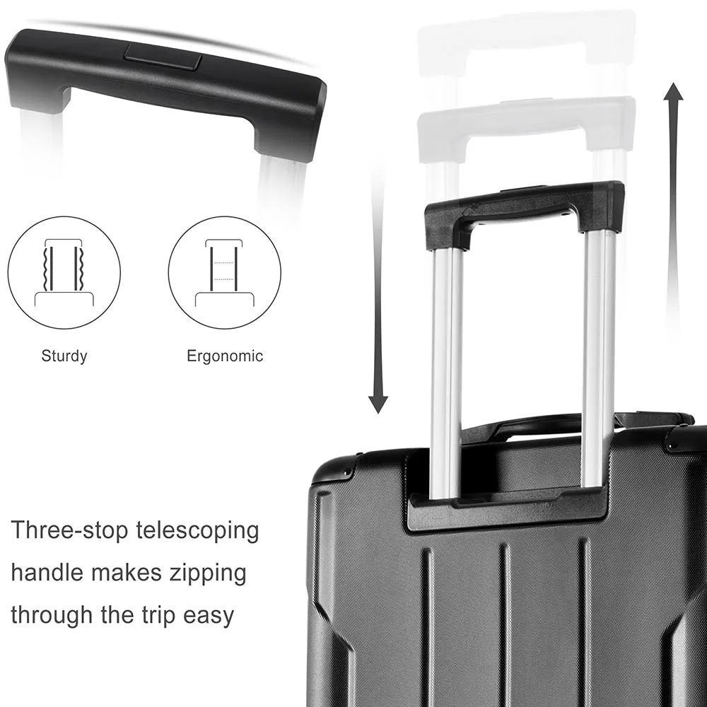 28In Expandable Lightweight Spinner Suitcase with Corner Guards - Black