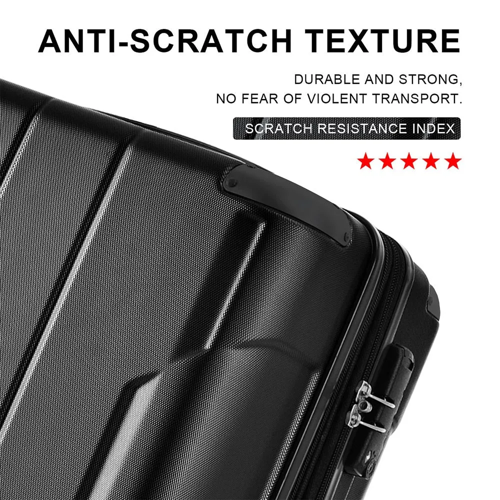 28In Expandable Lightweight Spinner Suitcase with Corner Guards - Black