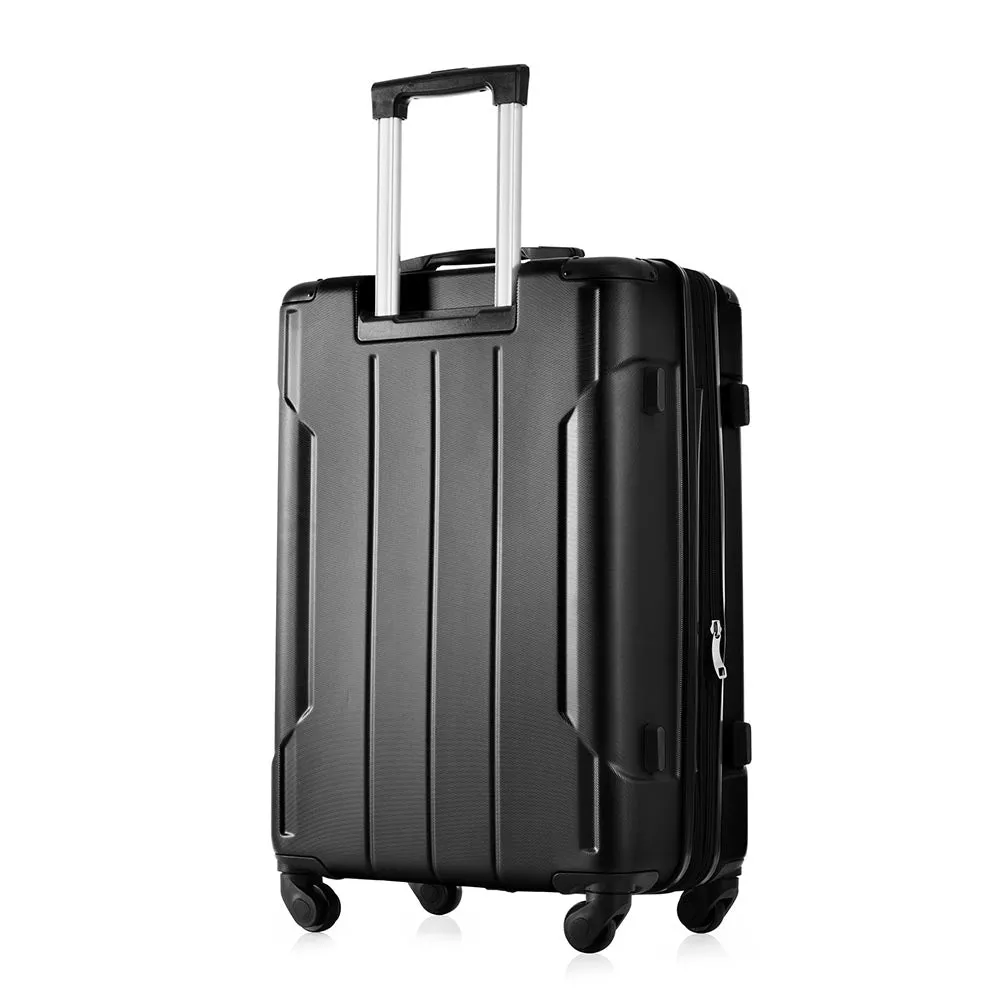 28In Expandable Lightweight Spinner Suitcase with Corner Guards - Black