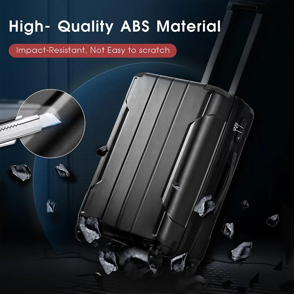 28In Expandable Lightweight Spinner Suitcase with Corner Guards - Black