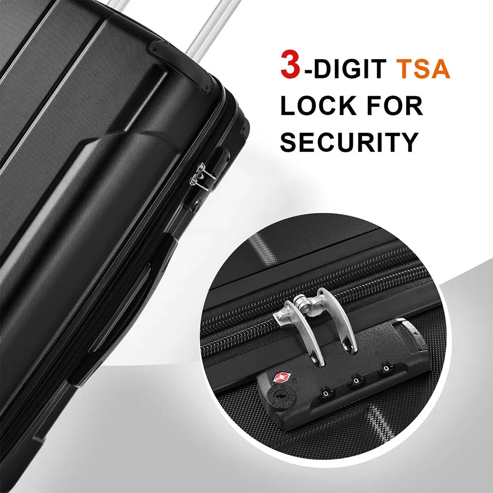 28In Expandable Lightweight Spinner Suitcase with Corner Guards - Black