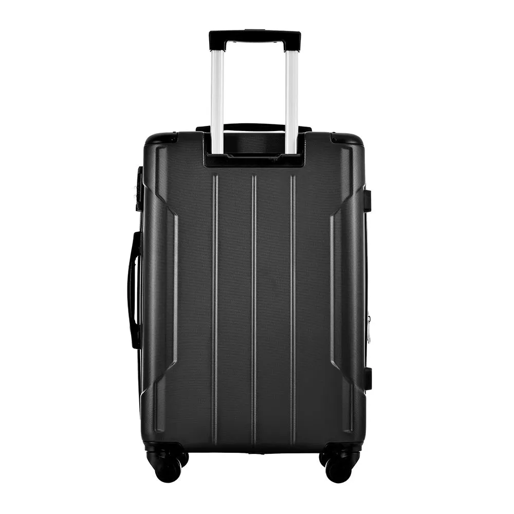 28In Expandable Lightweight Spinner Suitcase with Corner Guards - Black