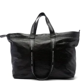 Balenciaga Black Leather Carry All Shopper Ikea XL Travel Tote Bag