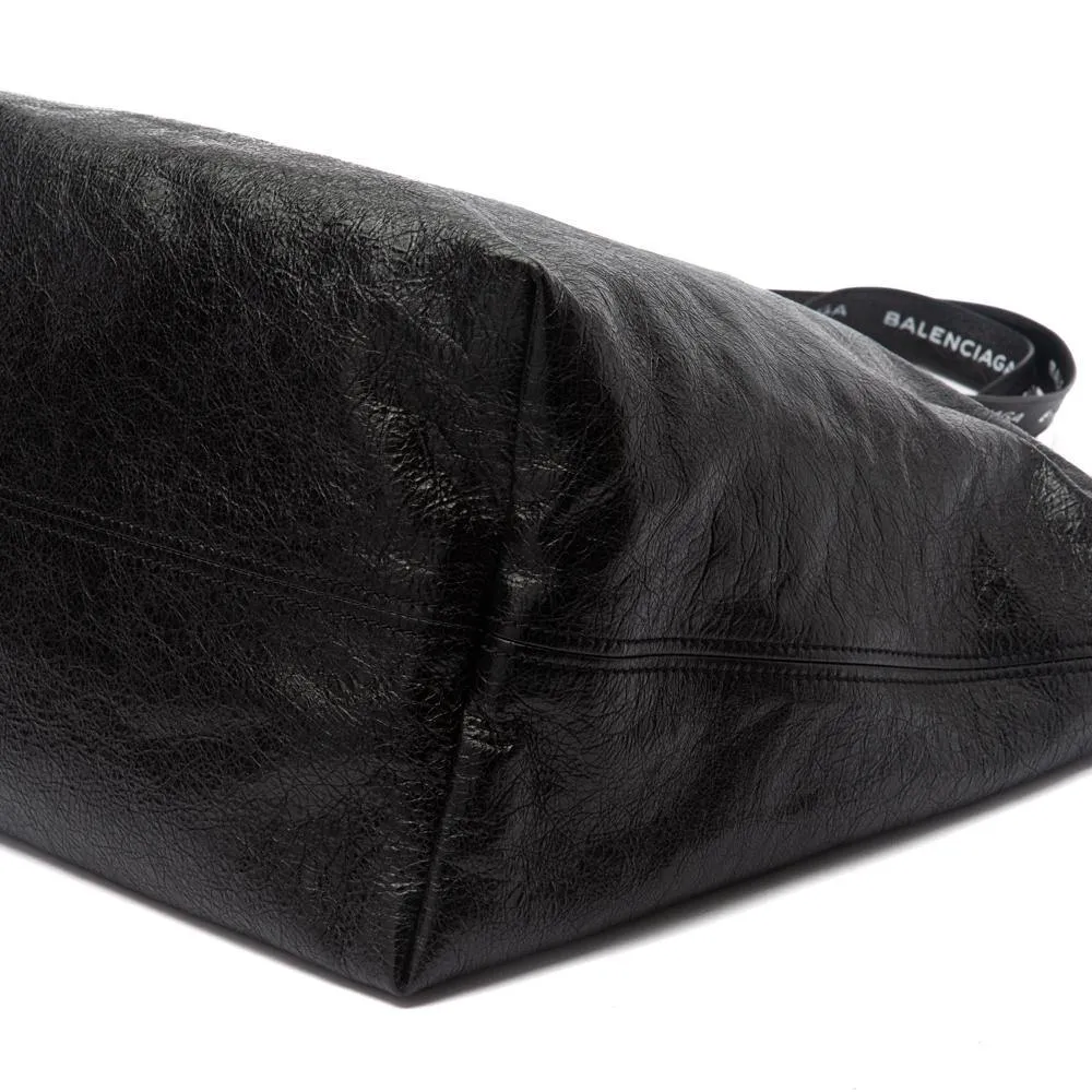 Balenciaga Black Leather Carry All Shopper Ikea XL Travel Tote Bag
