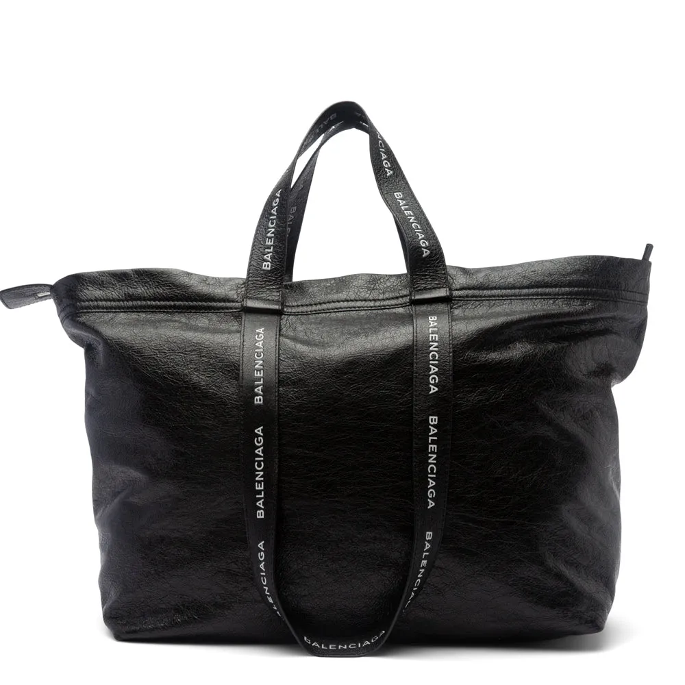 Balenciaga Black Leather Carry All Shopper Ikea XL Travel Tote Bag