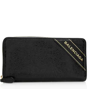 Balenciaga Leather Zip Around Wallet - FINAL SALE (SHF-18683)