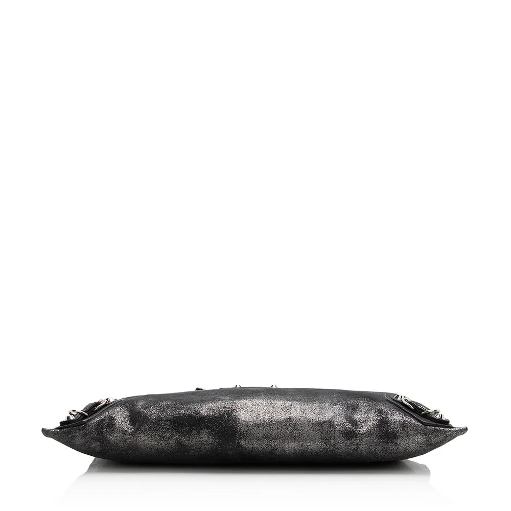 Balenciaga Metallic Calfskin Milky Way Papier Clutch (SHF-21705)