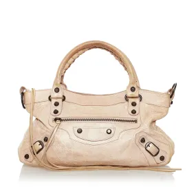 Balenciaga Motocross Classic First Lambskin Leather Satchel (SHG-33550)