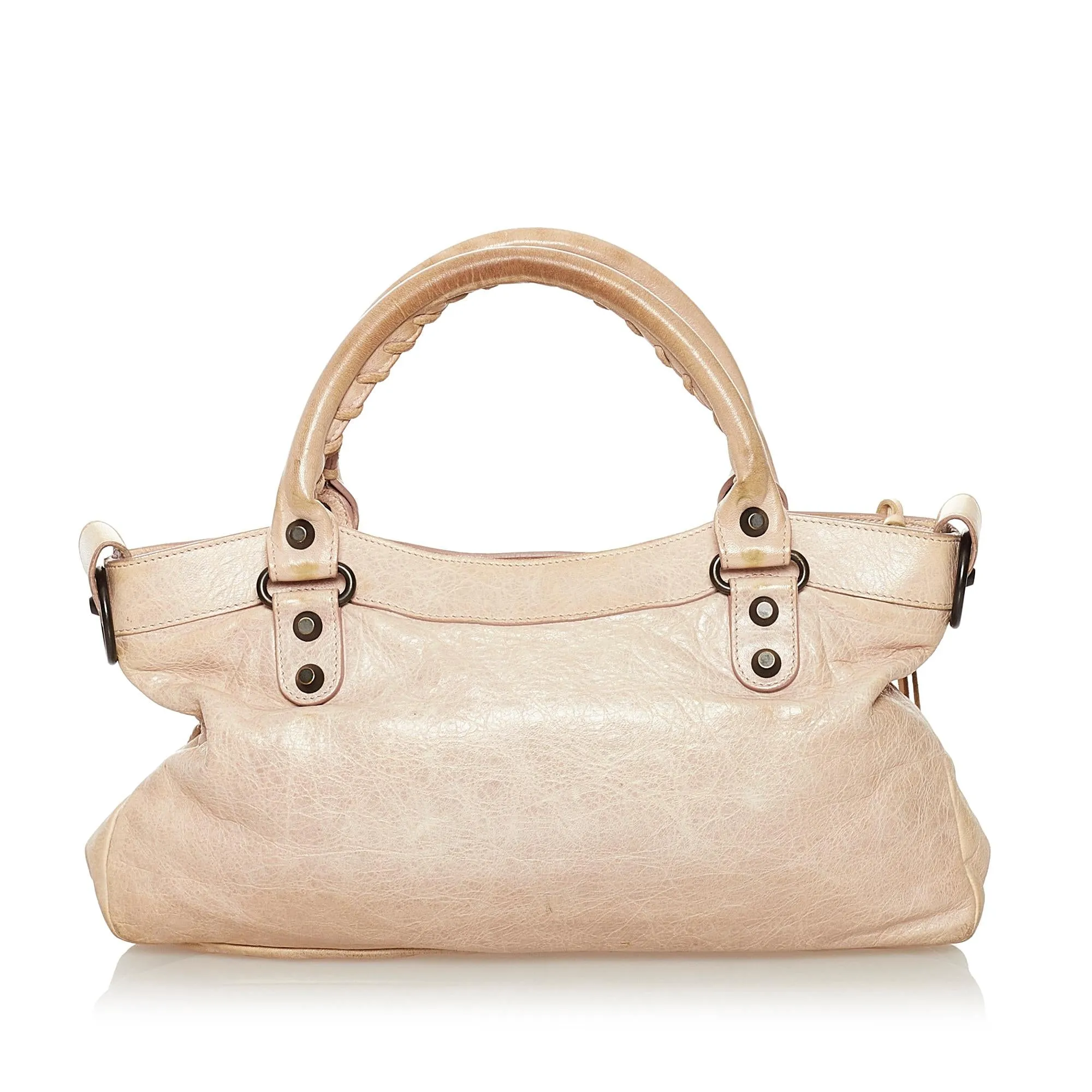 Balenciaga Motocross Classic First Lambskin Leather Satchel (SHG-33550)