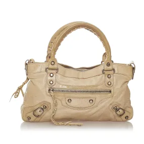 Balenciaga Motocross Classic First Lambskin Leather Satchel (SHG-34047)