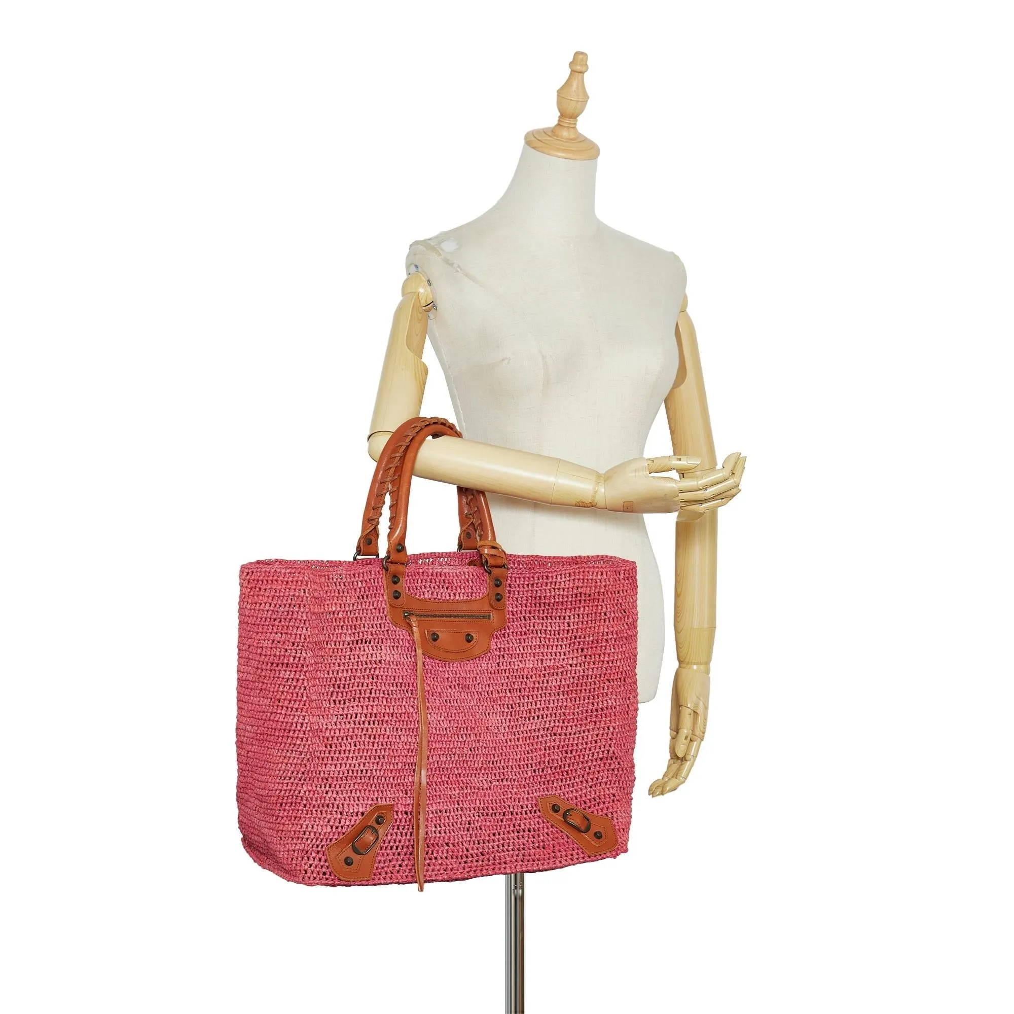 Balenciaga Motocross Classic Raffia Tote (SHG-XaZ3ub)