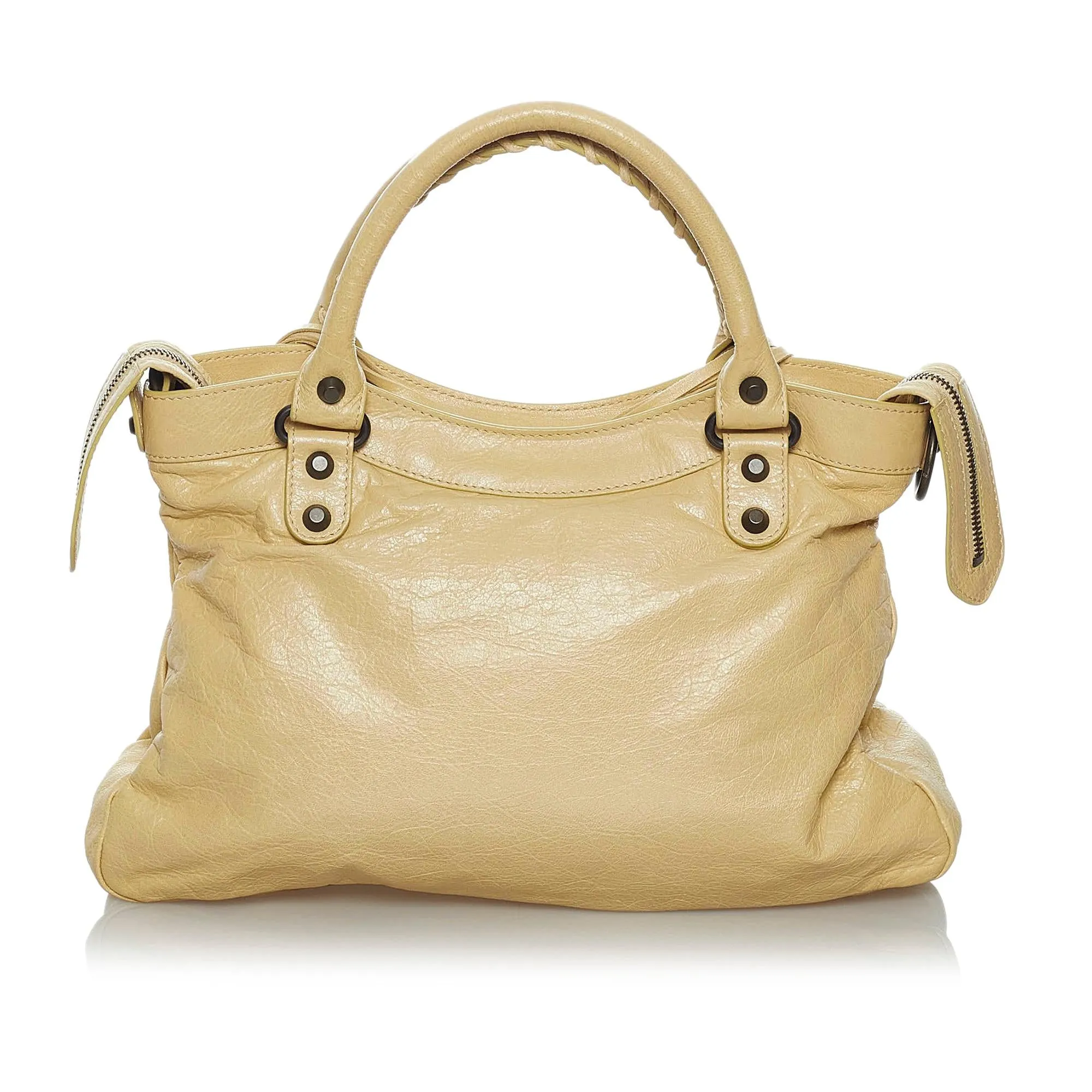 Balenciaga Motocross Classic Town Lambskin Leather Satchel (SHG-33928)