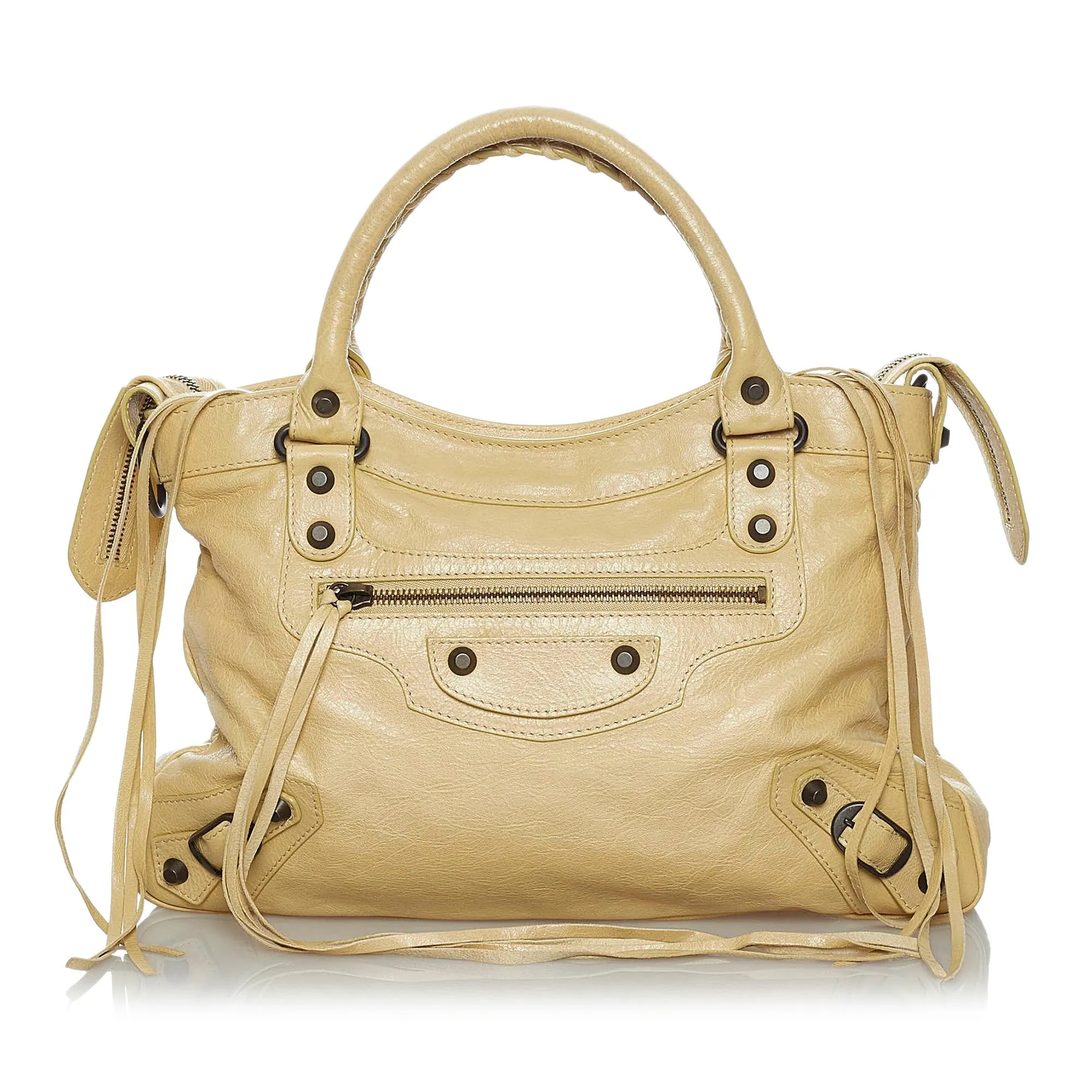 Balenciaga Motocross Classic Town Lambskin Leather Satchel (SHG-33928)