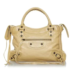 Balenciaga Motocross Classic Town Lambskin Leather Satchel (SHG-33928)