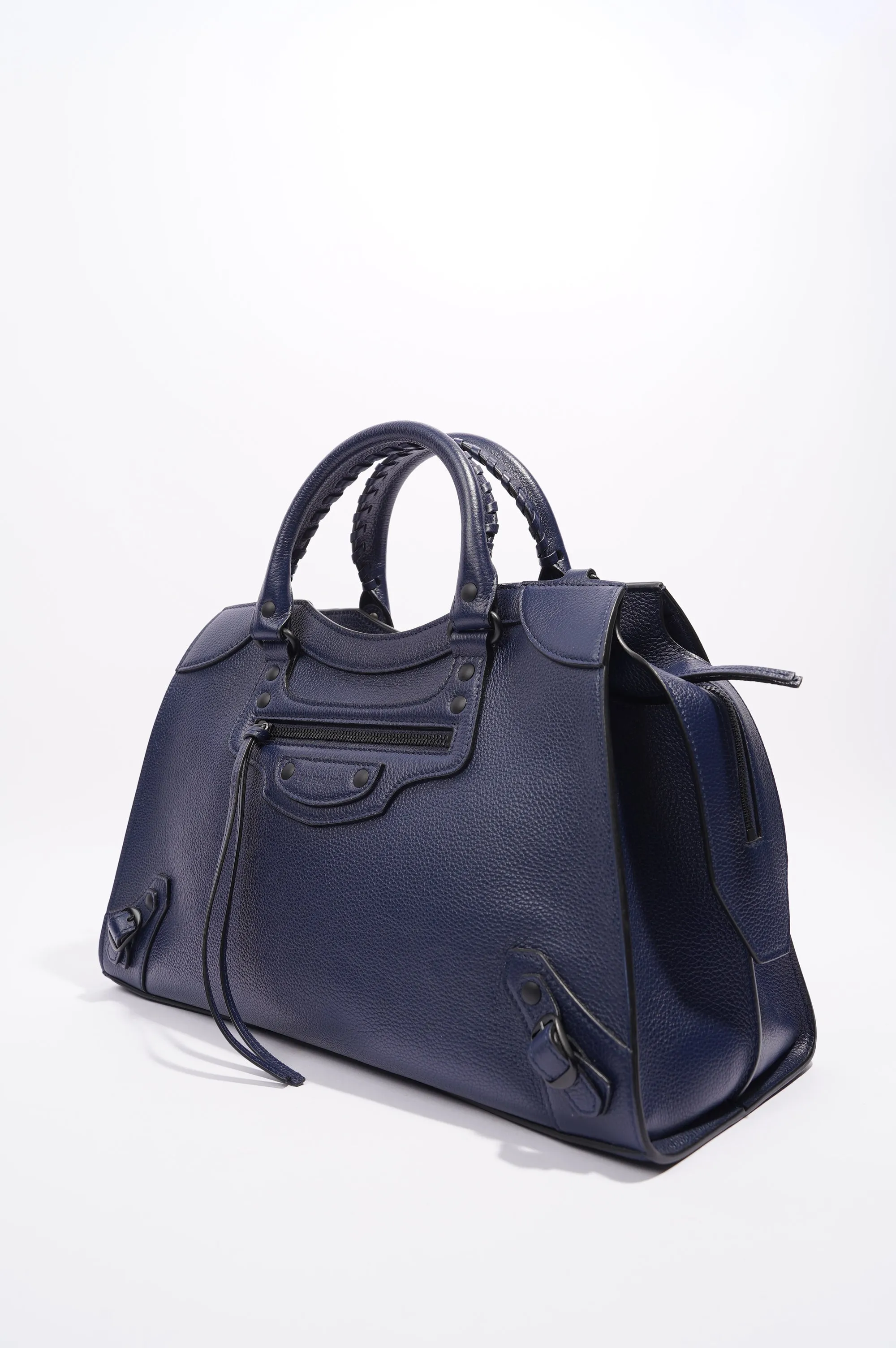 Balenciaga Womens Neo City Bag Navy Leather Medium