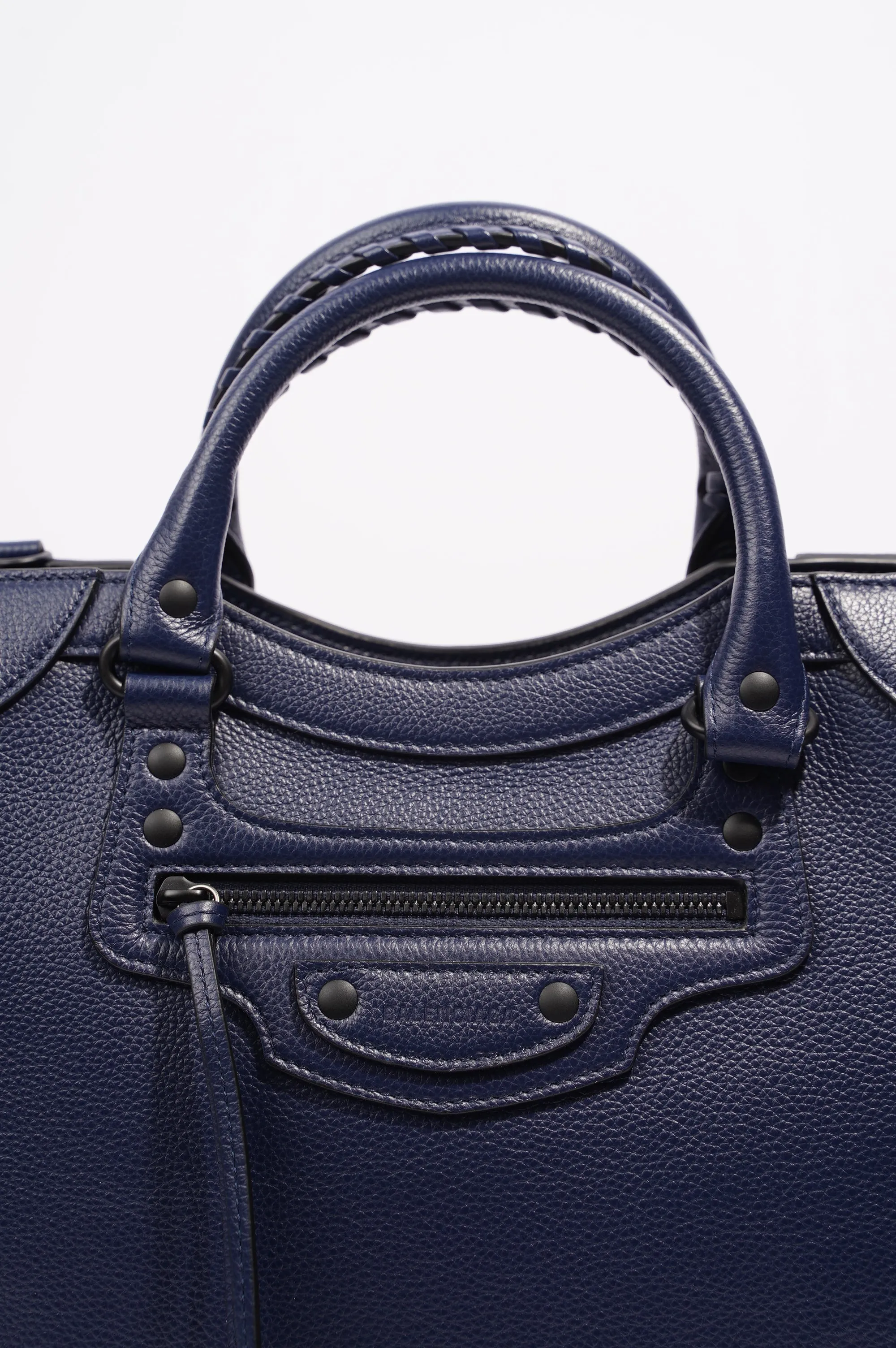 Balenciaga Womens Neo City Bag Navy Leather Medium