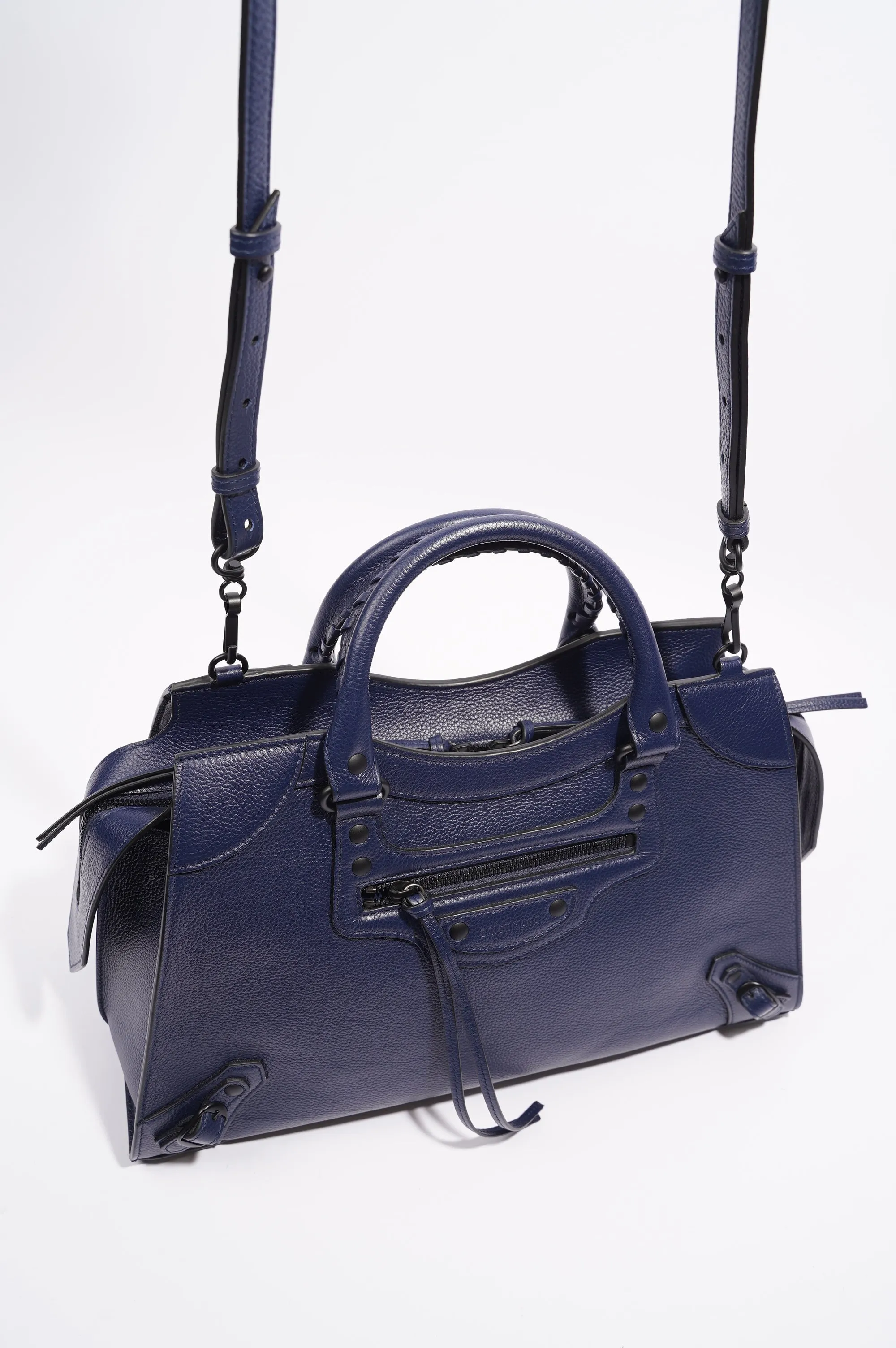 Balenciaga Womens Neo City Bag Navy Leather Medium
