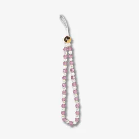 Beaded Phone Charm - Pink White