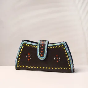 Black - Handcrafted Kutch Leather Clutch / Wallet