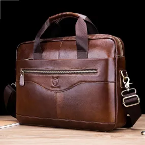 Briefcase Shoulder Messenger Bags Men's Genuine Leather 14-inch Laptop Bag's