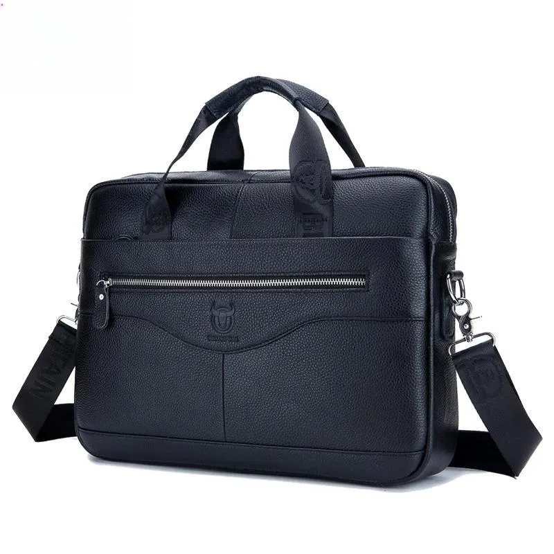 Briefcase Shoulder Messenger Bags Men's Genuine Leather 14-inch Laptop Bag's