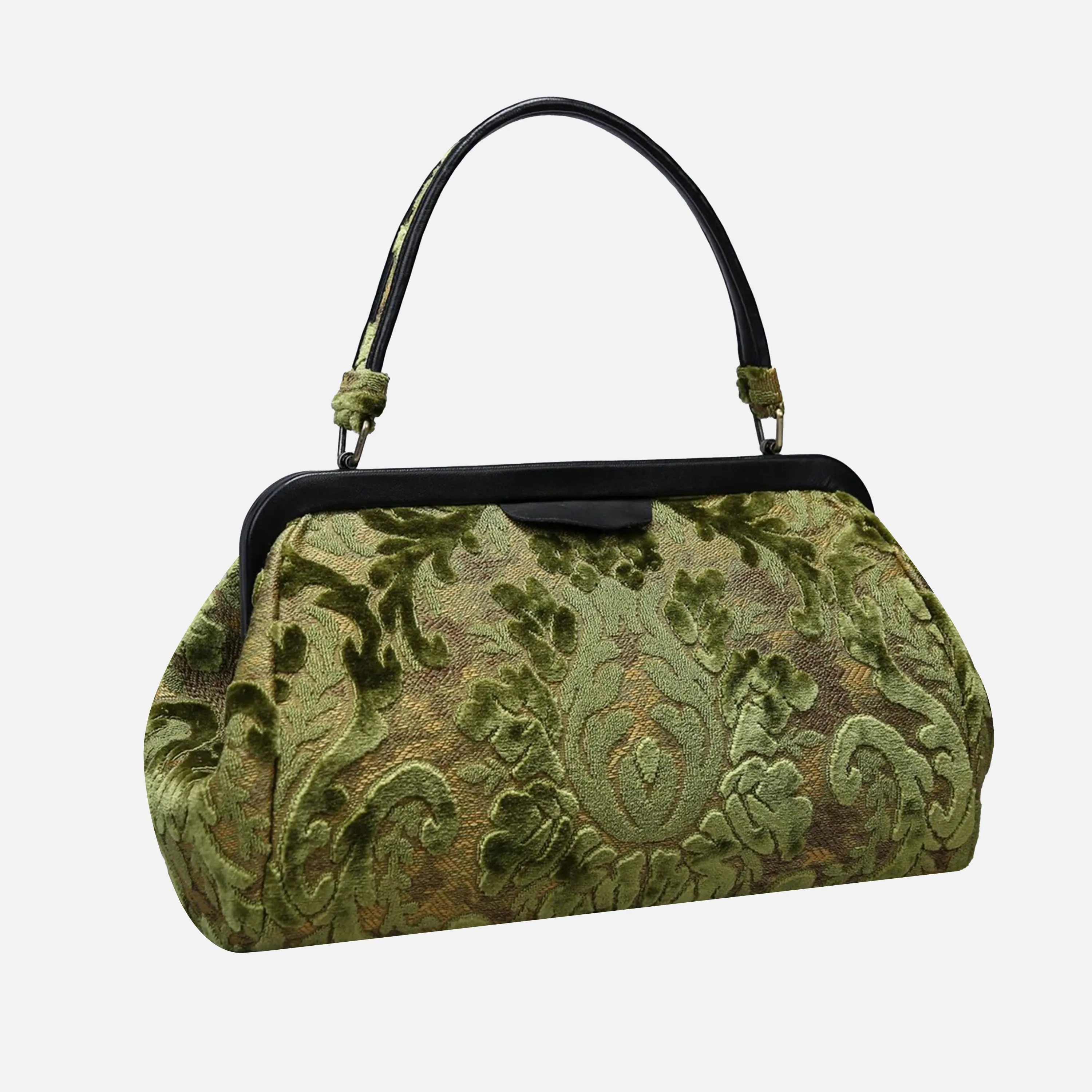 Burnout Velvet Fern Green Top Handle Purse