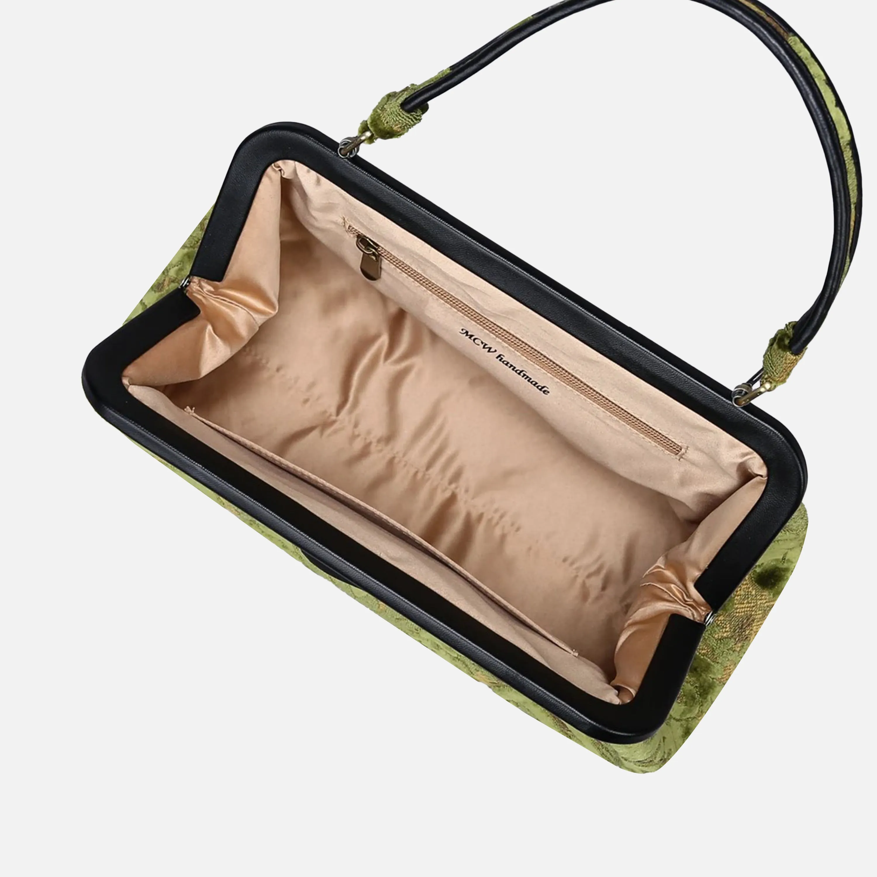 Burnout Velvet Fern Green Top Handle Purse