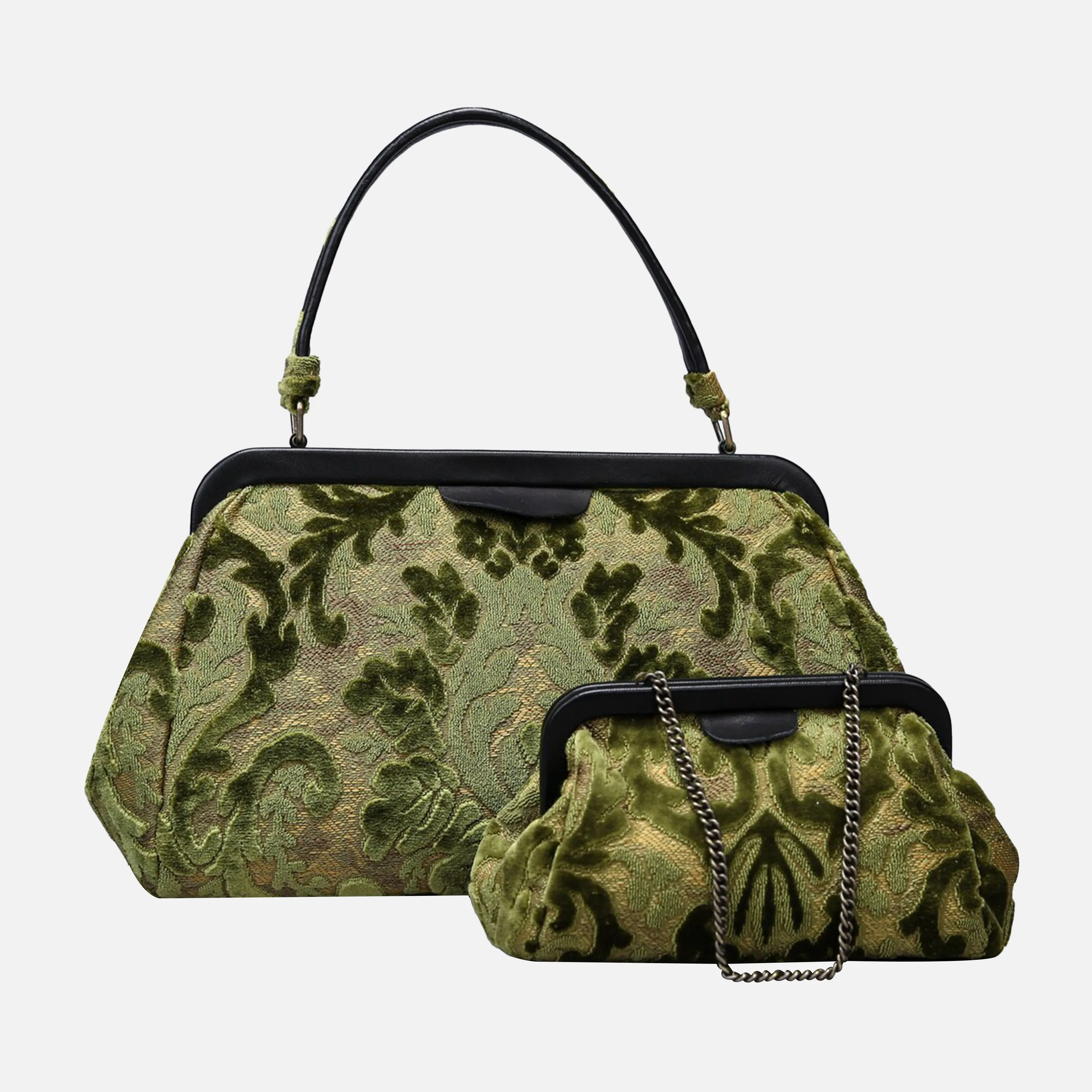 Burnout Velvet Fern Green Top Handle Purse