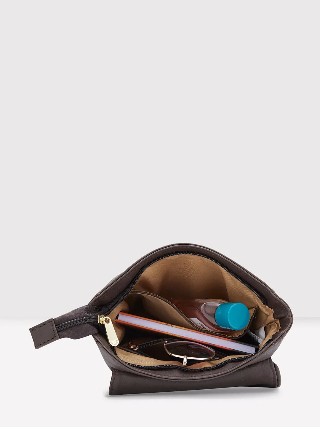 Caprese Tresna Embroidery Large Sling  Handbag Brown