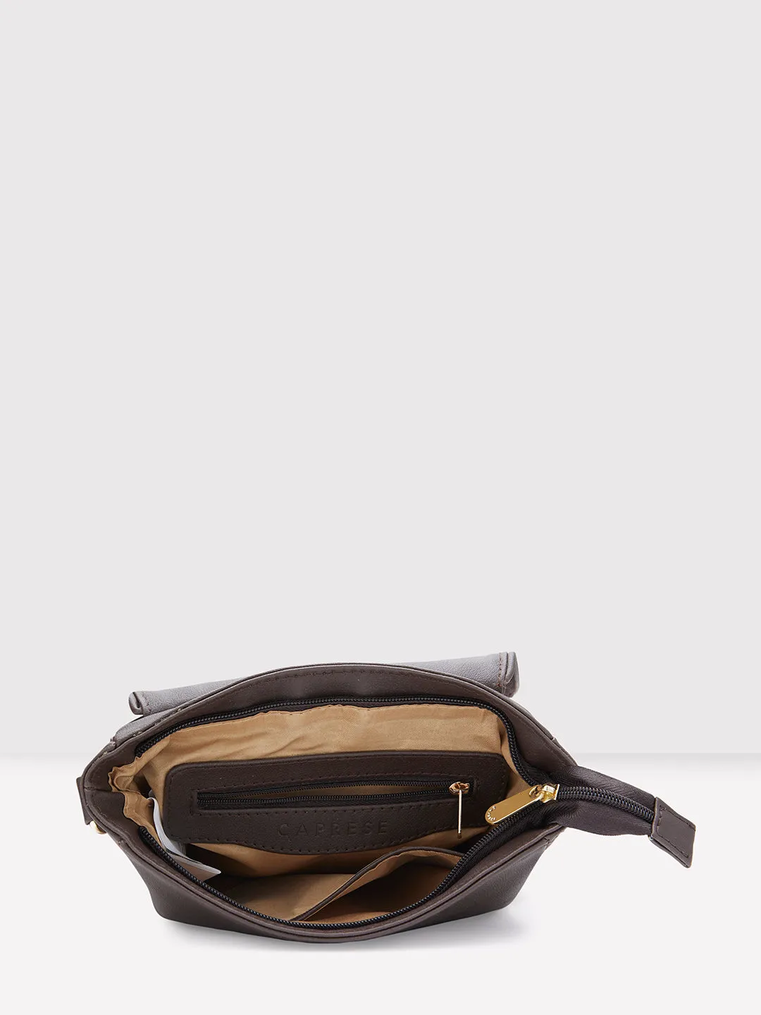 Caprese Tresna Embroidery Large Sling  Handbag Brown