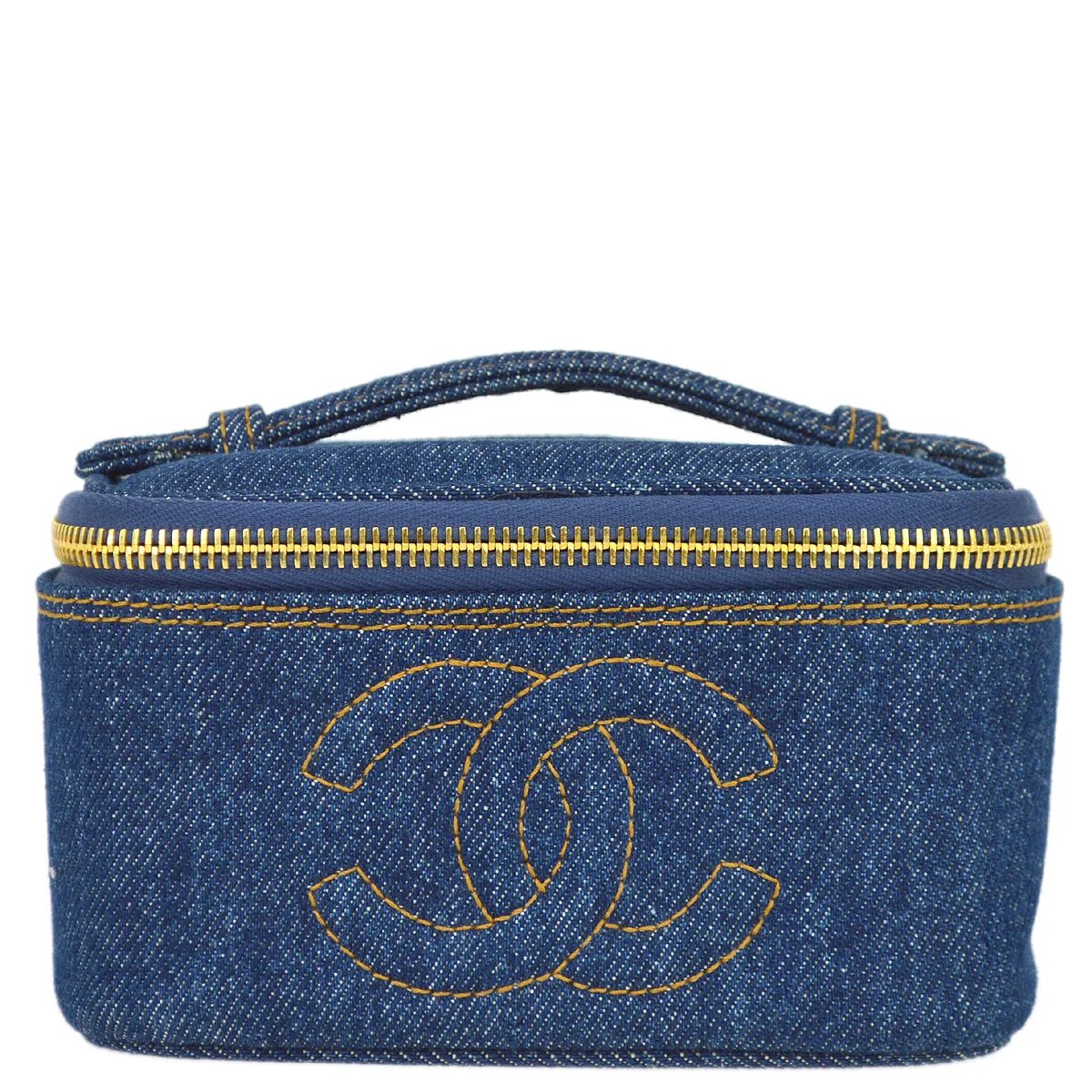 Chanel 1996-1997 Blue Denim Timeless Vanity Handbag 15