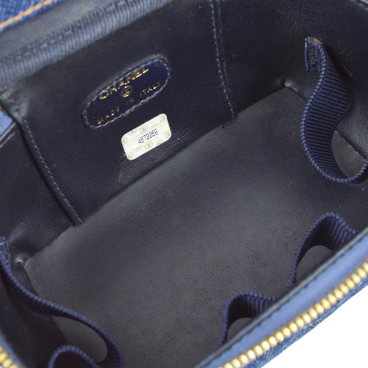 Chanel 1996-1997 Blue Denim Timeless Vanity Handbag 15