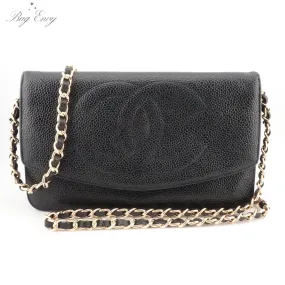 CHANEL Caviar Timeless Clutch on Chain