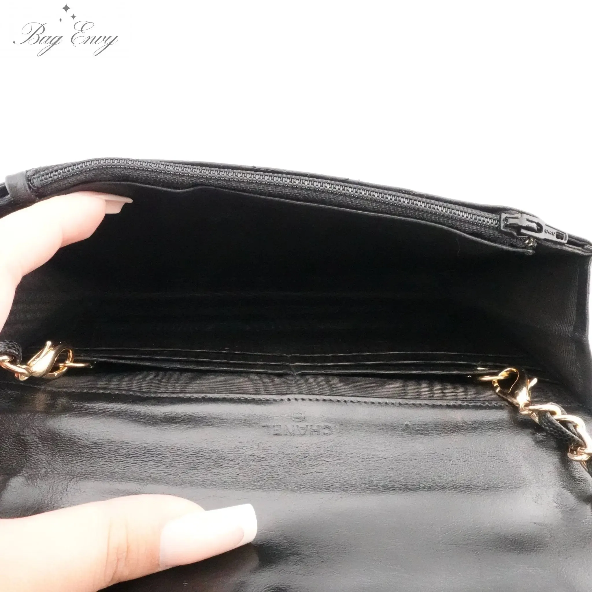 CHANEL Caviar Timeless Clutch on Chain