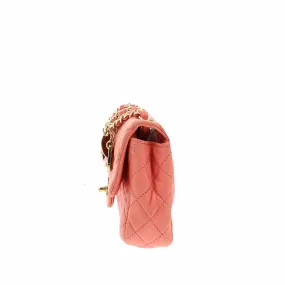 CHANEL Limited Edition "Bonne Chance" Timeless Pochette Single Flap in pink leather