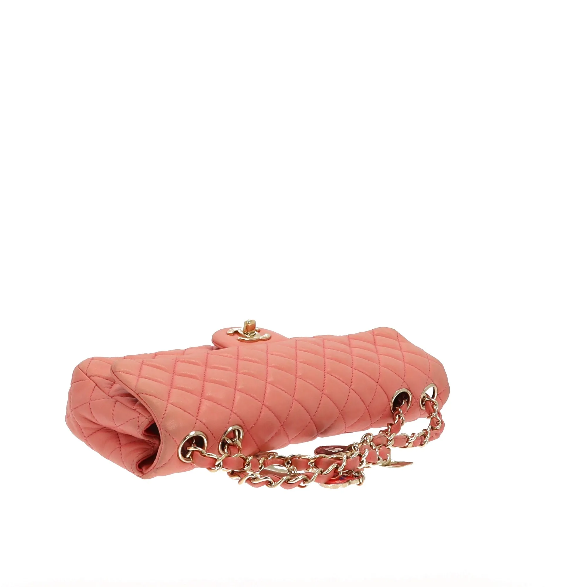 CHANEL Limited Edition "Bonne Chance" Timeless Pochette Single Flap in pink leather