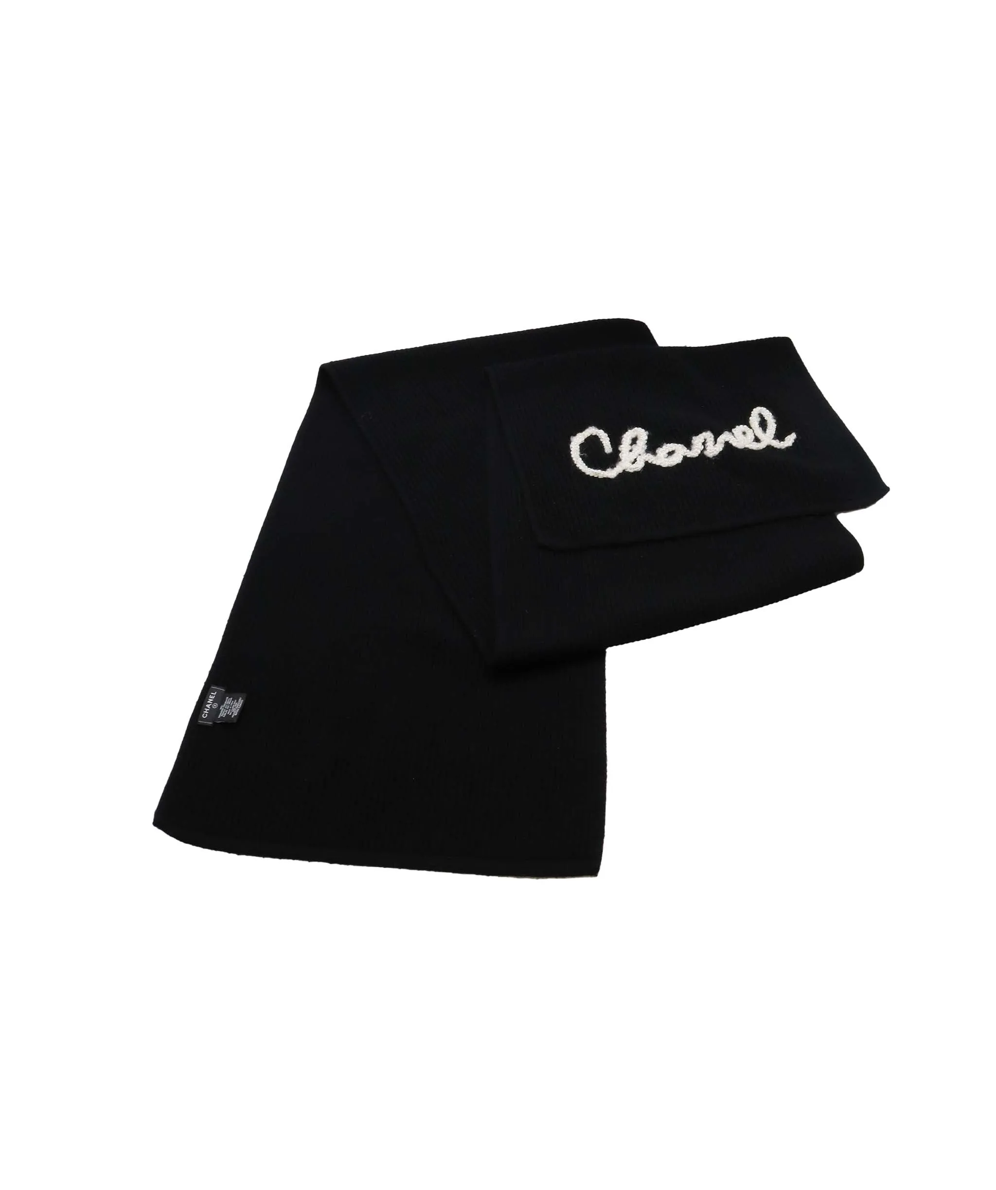 Chanel Logo Cashmere Knit Scarf Black - DXBS1282