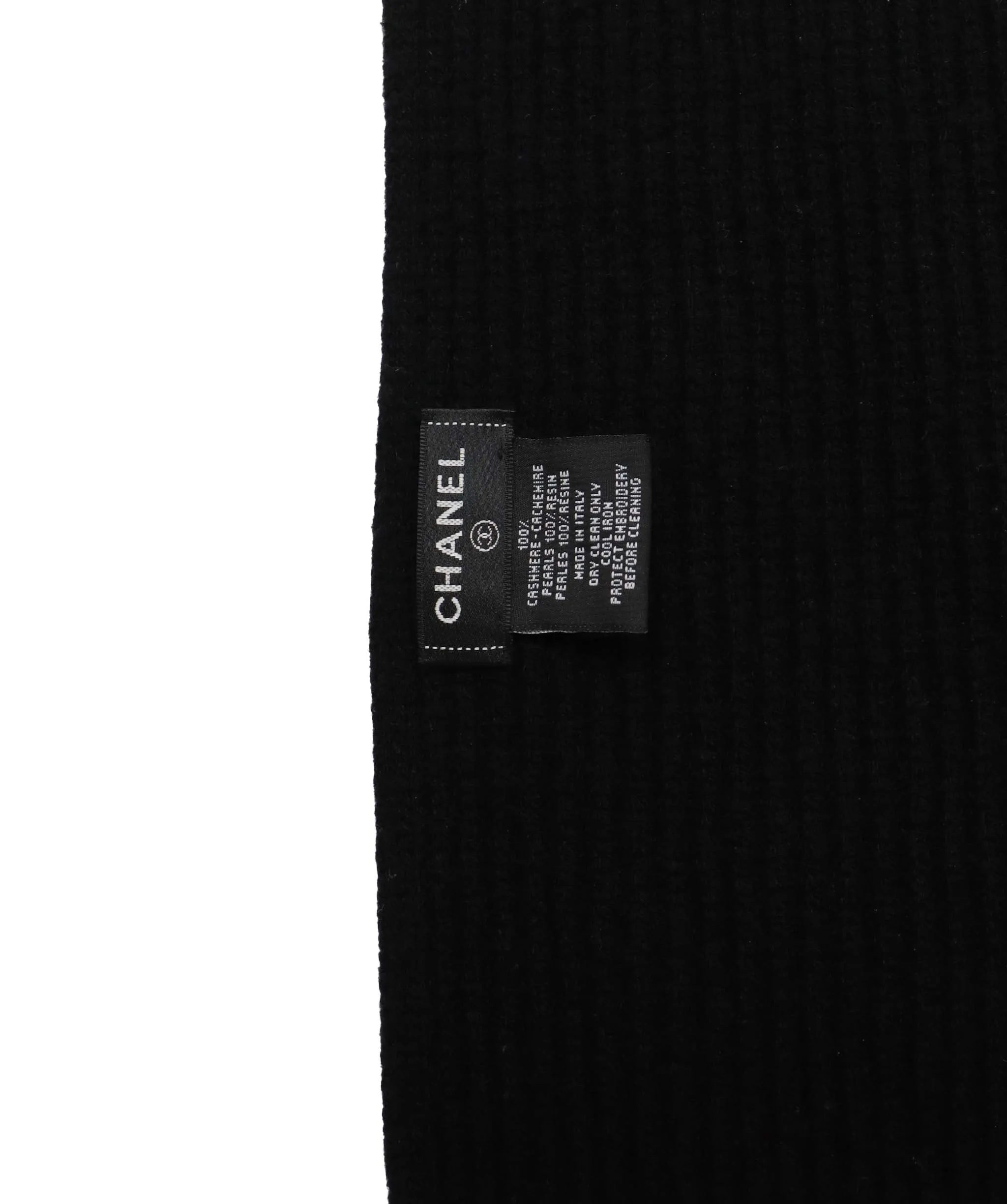 Chanel Logo Cashmere Knit Scarf Black - DXBS1282