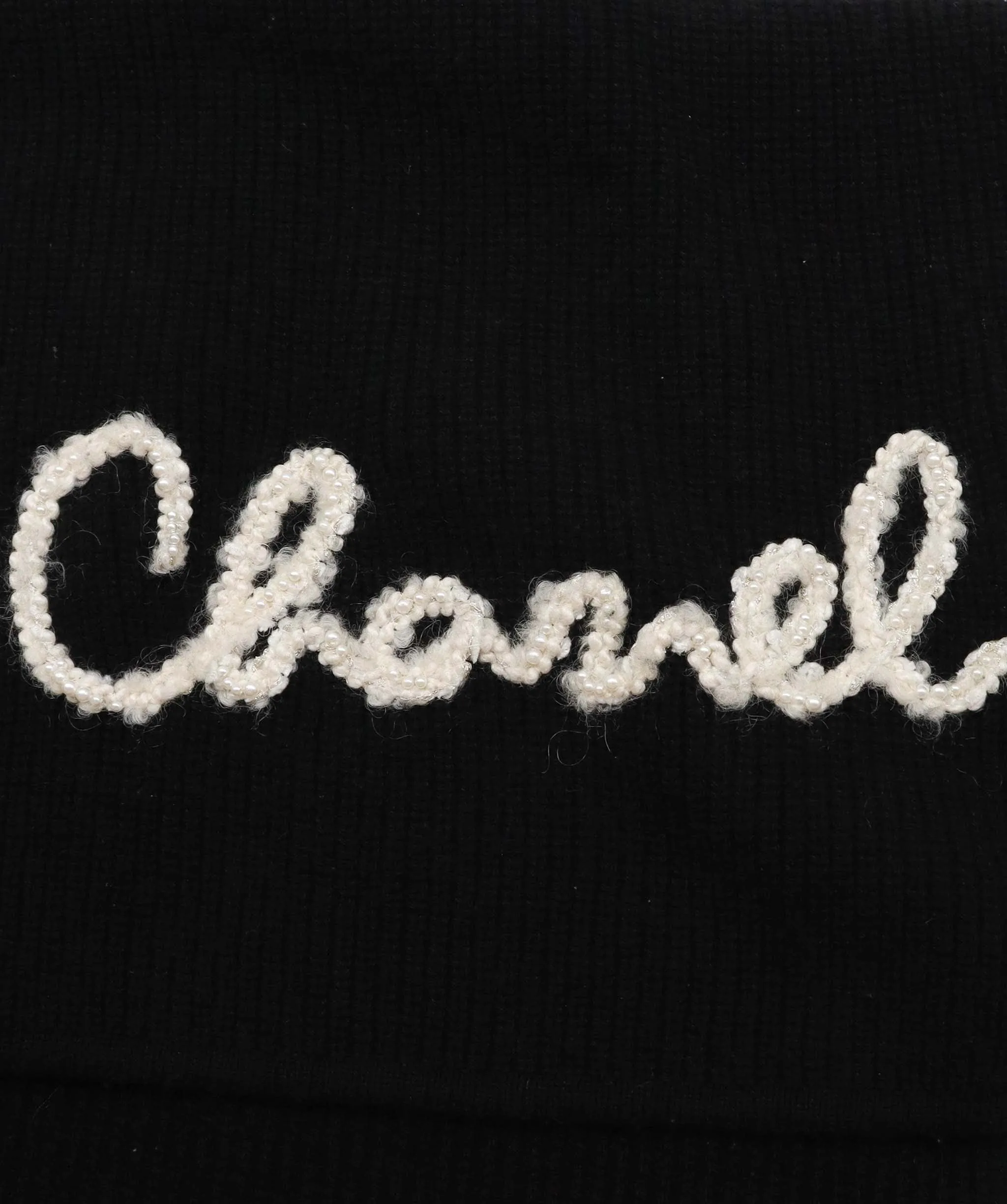 Chanel Logo Cashmere Knit Scarf Black - DXBS1282