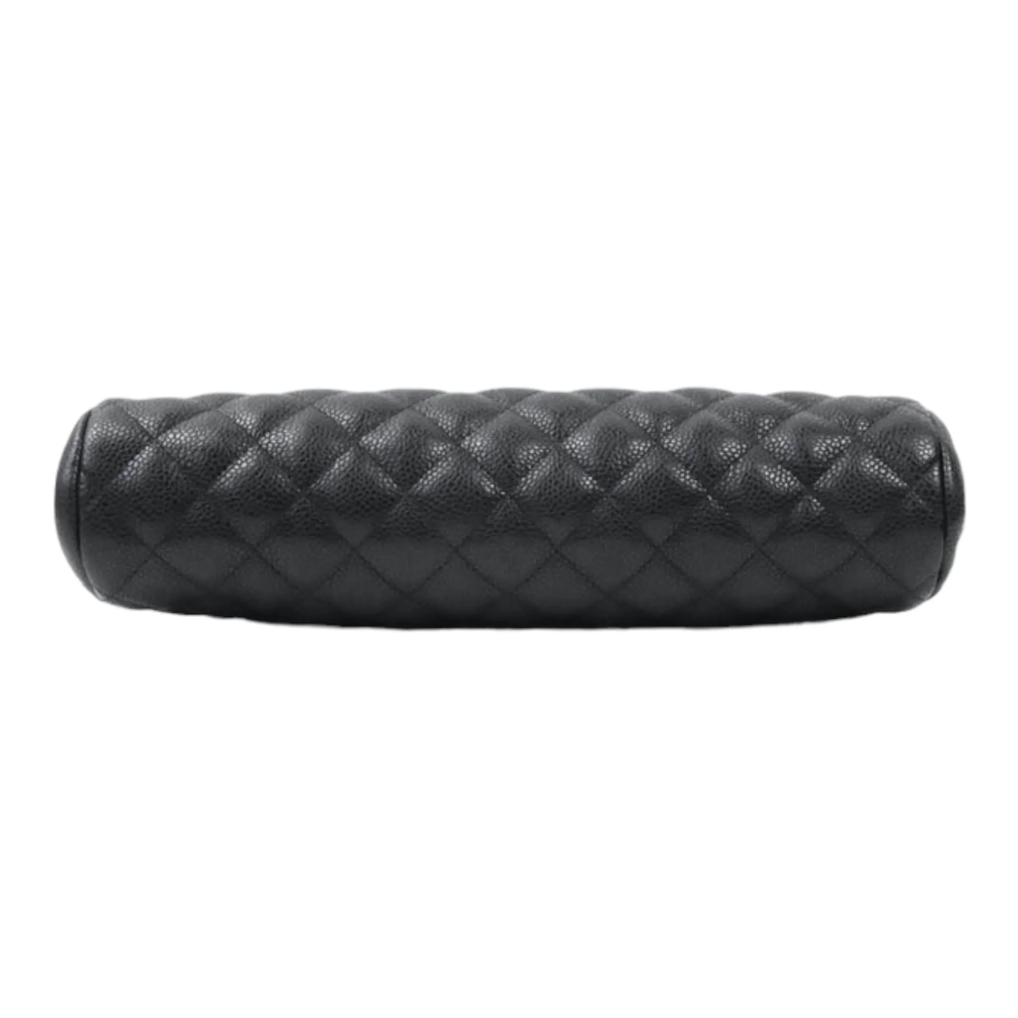 Chanel Quilted Timeless Kisslock Clutch Black Caviar Silver Hardware