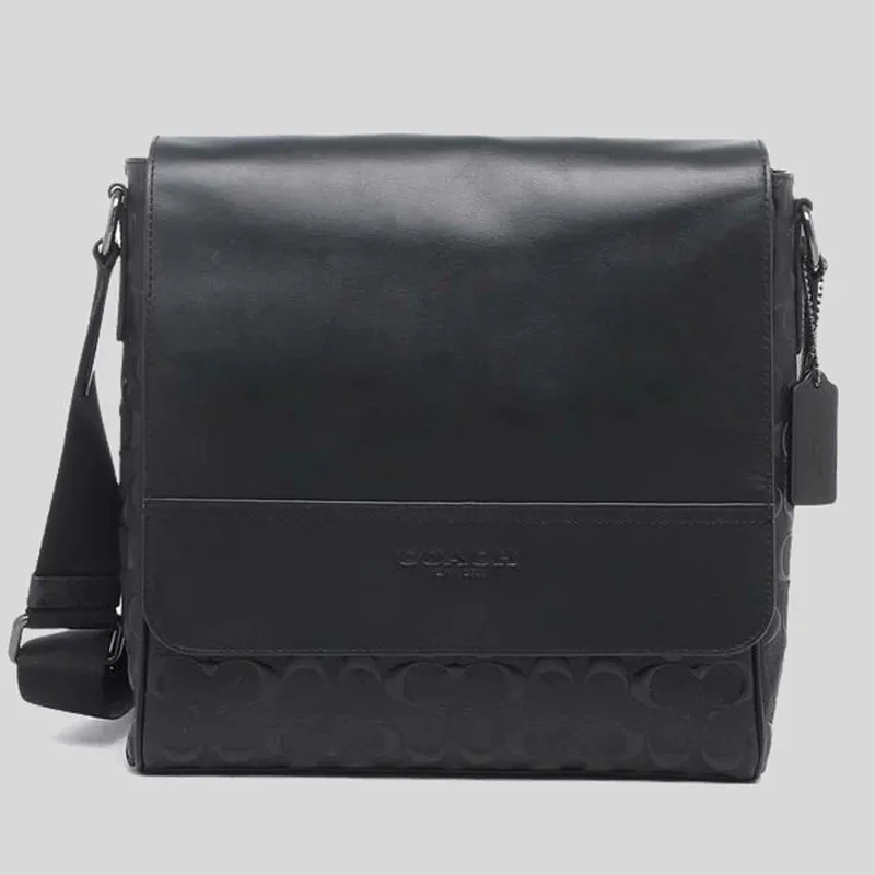 Coach Houston Map Bag In Signature Leather Black RS-4006