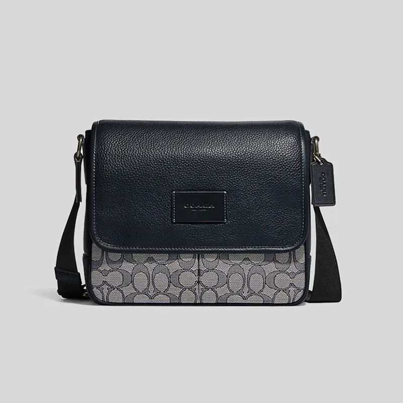 Coach Sprint Map Bag 25 In Signature Jacquard Navy Midnight RS-CE534