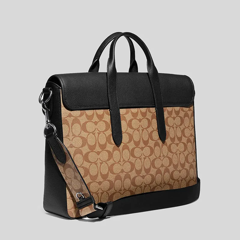 Coach Sullivan Portfolio Brief In Signature Canvas Khaki/Black RS-C9873