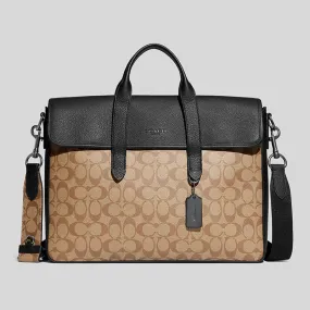 Coach Sullivan Portfolio Brief In Signature Canvas Khaki/Black RS-C9873