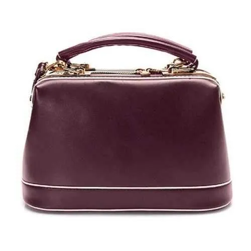 Colour Block Zip PU Leather Tote Bag - Burgundy